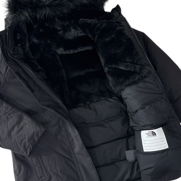 The North Face Girls Small 7/8 Arctic Parka Black Faux Fur Hood Winter Coat NWT - Picture 5 of 13